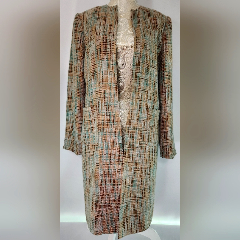 Vintage Amanda Smith tweed woven longline suit jacket